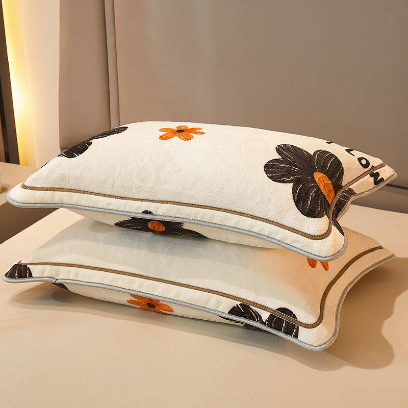 2023新款加厚牛奶绒单枕套—单面系列 48cmX74cm枕套一对 向阳花