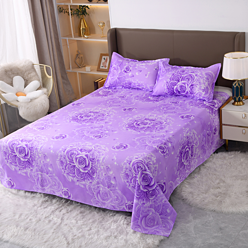 2023新款第一批芦荟棉单床单加厚化纤床单 床单120*230cm 花海-紫
