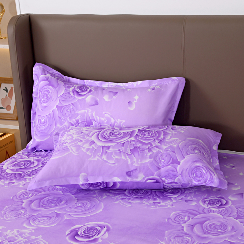 2023新款第一批芦荟棉枕套化纤枕套单只一对 48cmX74cm/对 花海-紫