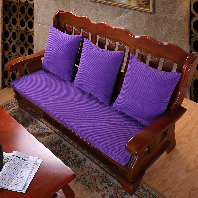 冬季灯芯绒可脱卸实木沙发垫加厚 抱枕52x52cm 紫色