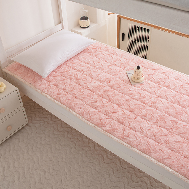 2023新款A类兔兔绒学生宿舍床褥家用床盖床垫可机洗-学生床 90*200cm 兔兔绒-粉玉色