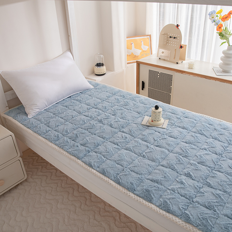 2023新款A类兔兔绒学生宿舍床褥家用床盖床垫可机洗-学生床 90*200cm 兔兔绒-天空蓝