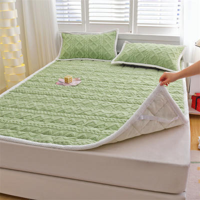 2024新款A类牛奶绒塔芙蓉床垫床褥  可机洗 可折叠（大床图） 80*190cm 茶绿