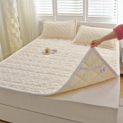 2024新款A类牛奶绒塔芙蓉床垫床褥  可机洗 可折叠（大床图） 80*190cm 米杏