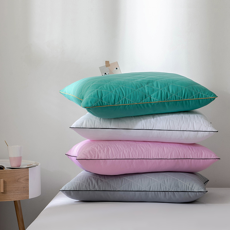 2021新款四色绗绣枕 (枕头枕芯） （48*74/只） 灰色 低枕600克