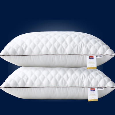 2021新款白色单边绗绣枕  （枕头枕芯） 白色单边绗绣低枕600克