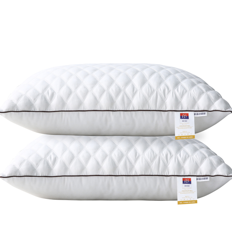 2021新款白色单边绗绣枕  （枕头枕芯） 白色单边绗绣高枕800克