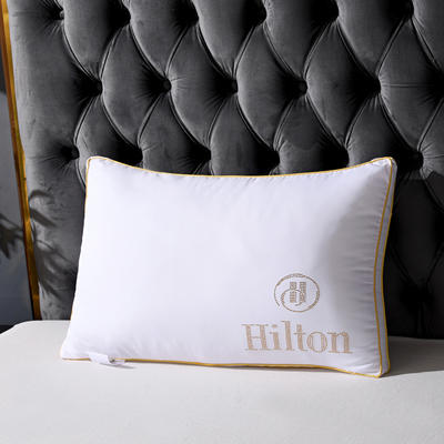 2021仿真丝羽丝绒烫钻希尔顿酒店枕头枕芯 白色低枕