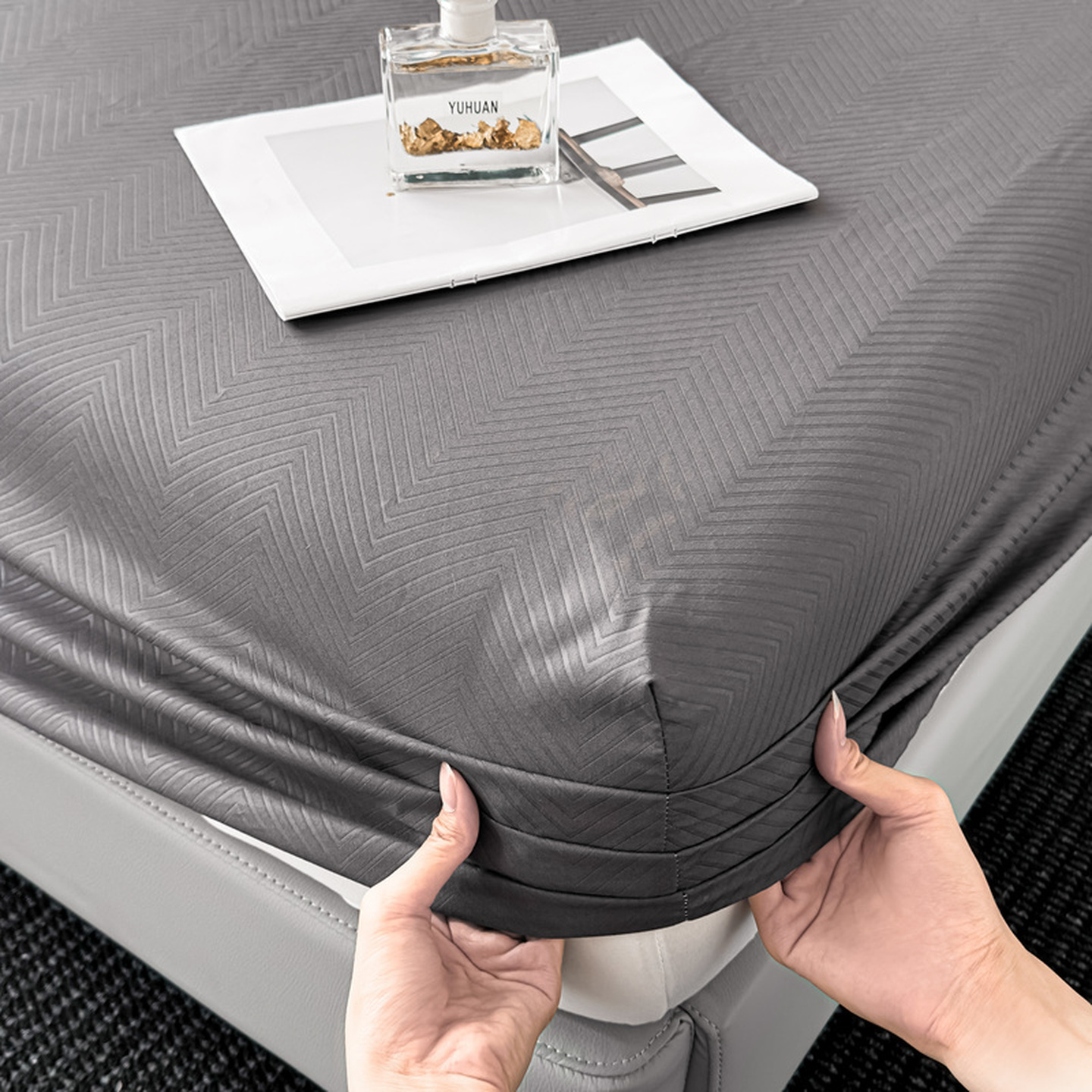 2025外贸内销跨境电商亚马逊速卖通磨毛单床笠三件套欧美尺寸多多跨境平台TEMU SHEIN笠高30 波纹-深灰