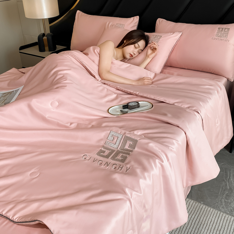 2026新款水洗真丝刺绣夏被-梵希 梵希-蔷薇粉