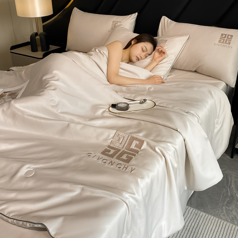 2026新款水洗真丝刺绣夏被-梵希 梵希-米灰色