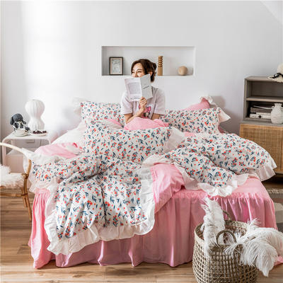 2019新款-韩式床裙少女公主风四件套 床单款四件套1.5m（5英尺）床 爱的海洋
