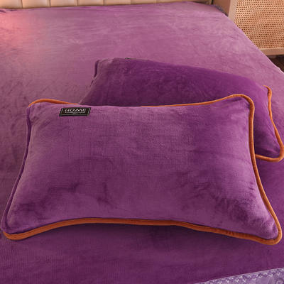 2024新款纯色印花牛奶绒蕾丝款床裙 120x200cm 紫色-单枕套