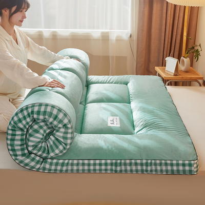 2023新款A类水洗棉加厚立体软床垫 1.0m（厚10cm） 绿格边-绿色