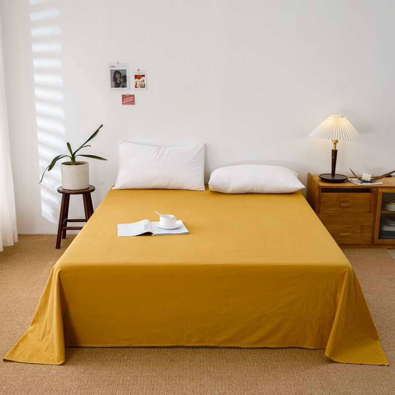2023新款纯色全棉色织水洗棉单品系列-单床单 160*230cm单床单 黄