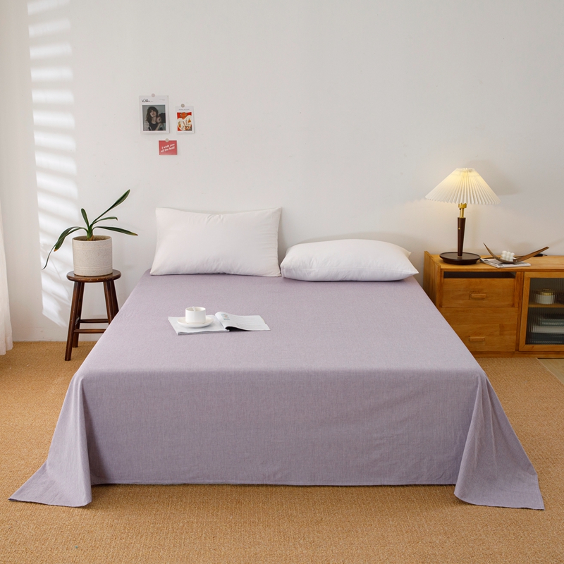 2023新款纯色全棉色织水洗棉单品系列-单床单 160*230cm单床单 茄紫