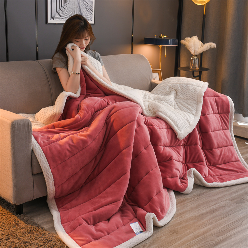 2022新款180克贝贝绒牛奶绒夹棉毛毯毯子--爱丽丝系列 150*200cm 爱丽丝-豆沙