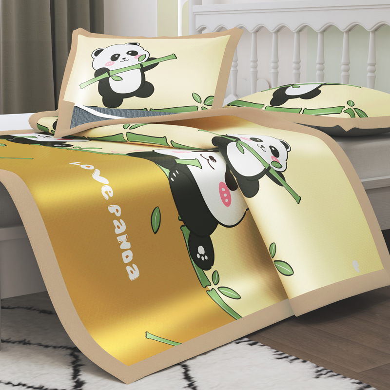 2024年新品凉感数码印花冰丝席系列 1.8m（6英尺）床 顽皮熊猫