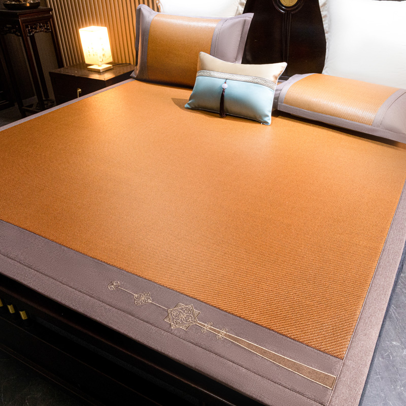 2024新款负氧离子4D加厚刺绣藤席系列 1.2m（4英尺）床 至尊-咖色