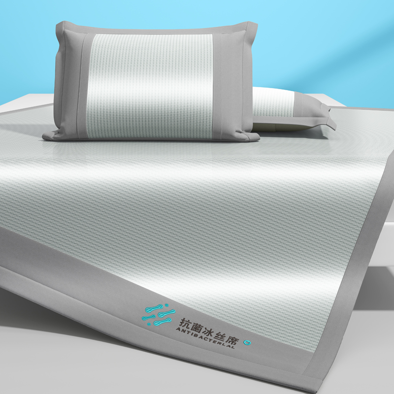 2024年新款宽头800D绣花抗菌冰感席系列 1.2m（4英尺）床 冰感席-灰(条席款)