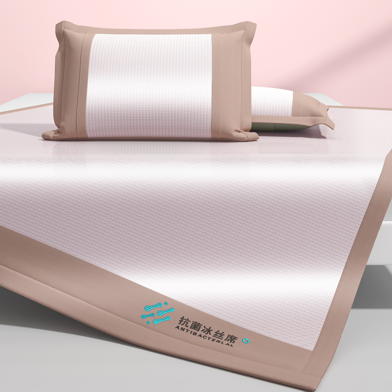 2024年新款宽头800D绣花抗菌冰感席系列 1.8m（6英尺）床 冰感席-粉(条席款)