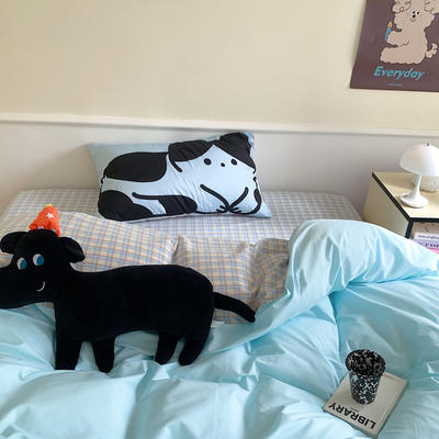 2024新款A类全棉卡通数码印花绣标系列单品枕套（含买家秀） 48*74cm枕套一只 小黑猫