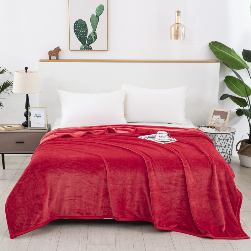 2024新款纯色牛奶绒空调毯毯子 盖毯 1.8X2.0米 大红