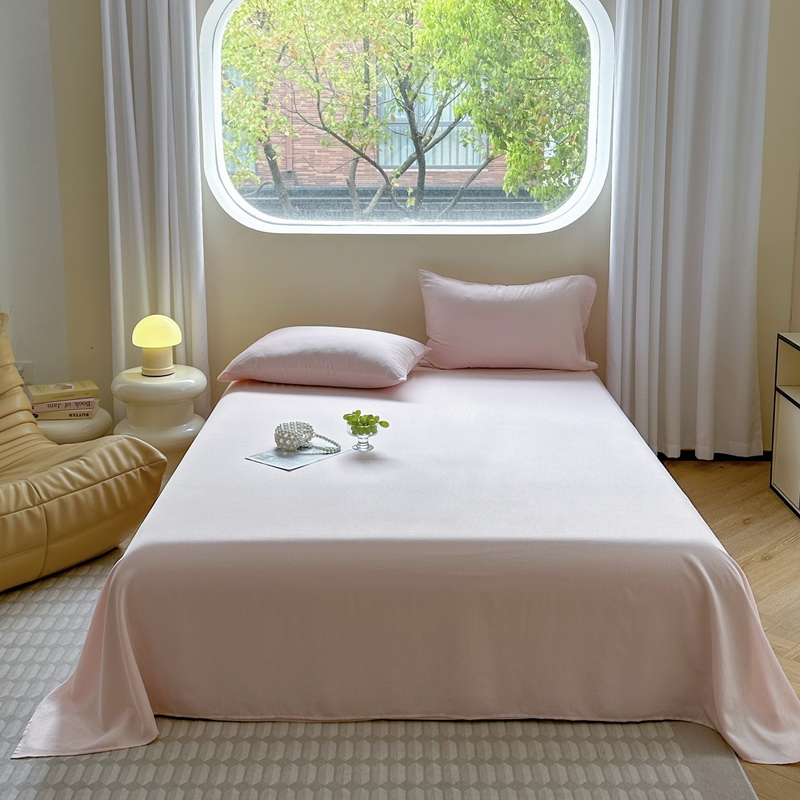 2024新款天丝莱赛尔床单纯色床单单品 120x230cm 单床单 天丝床单-泡沫粉