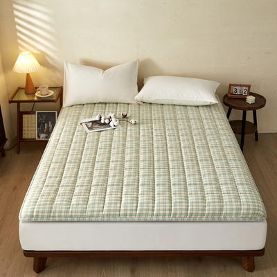 2024新款全棉水洗棉棉花床褥床垫系列-成人款 90*200 绿小格