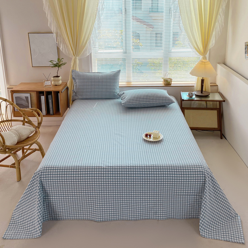 2024新款纯棉色织老粗布床单 200*230cm 单床单 蓝色格调