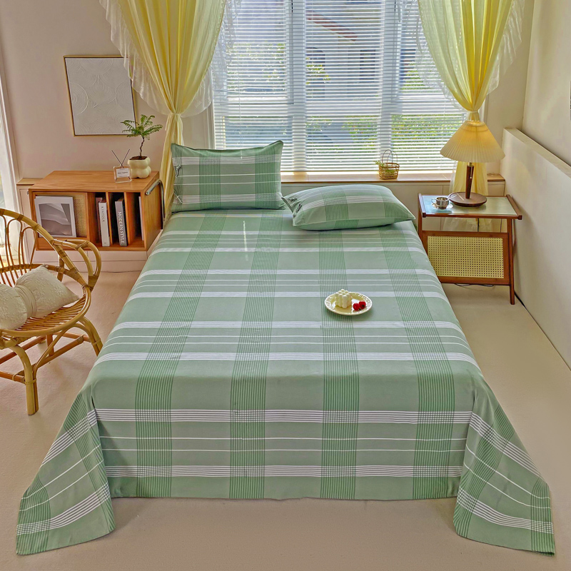 2024新款纯棉色织老粗布床单 200*230cm 单床单 绿色印象