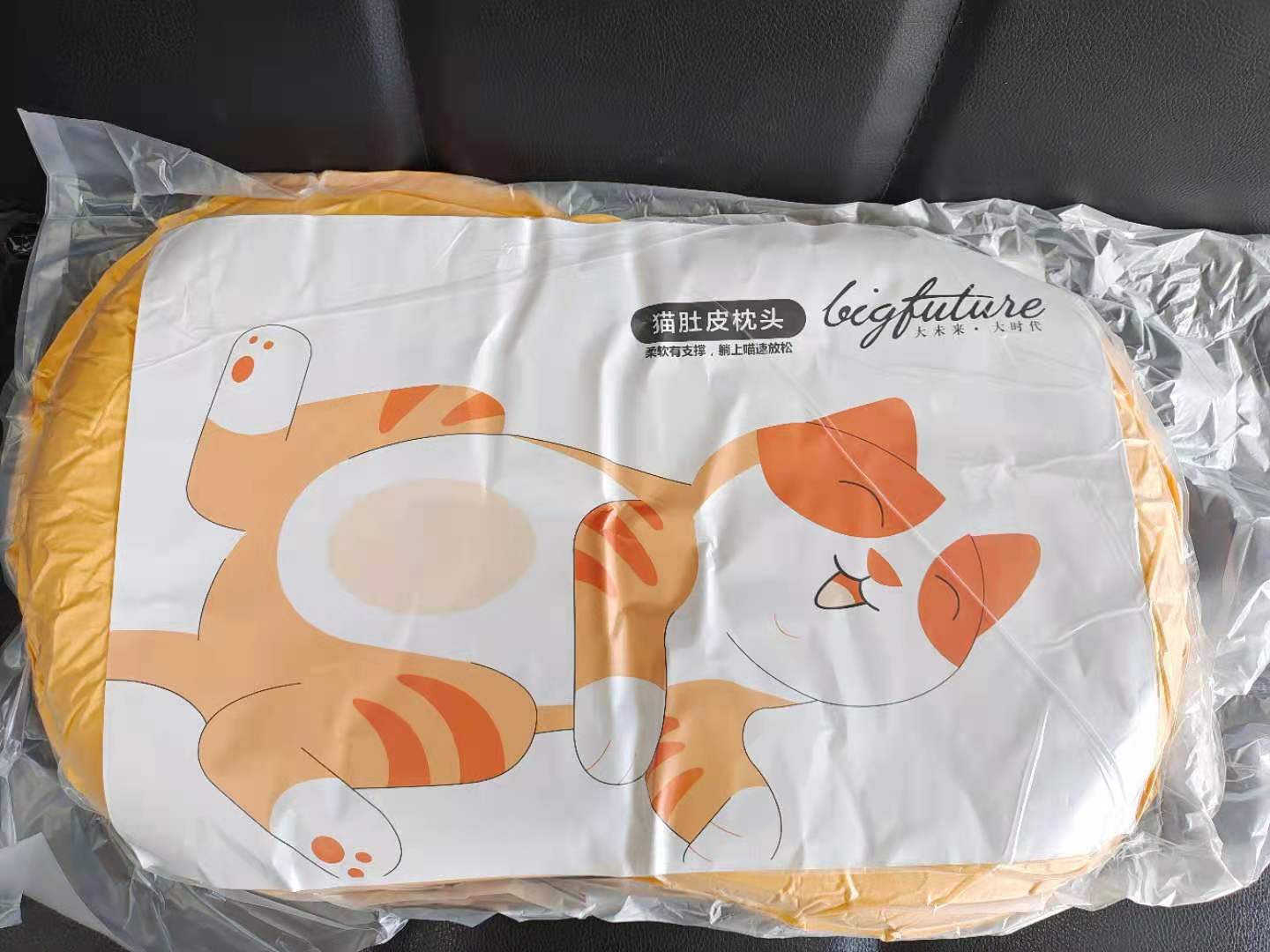 2021新款猫肚皮枕头 护颈枕记忆棉猫肚枕 月亮黄600(简易包装）