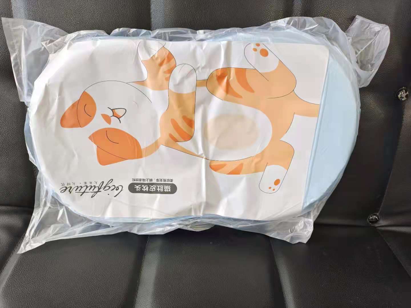 2021新款猫肚皮枕头 护颈枕记忆棉猫肚枕 天空蓝600（简易包装）