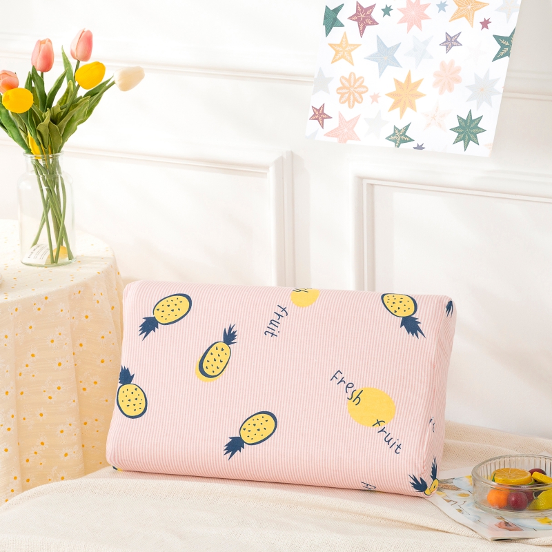 2021新款小版儿童针织棉乳胶枕枕头枕芯27*44cm 菠萝-粉