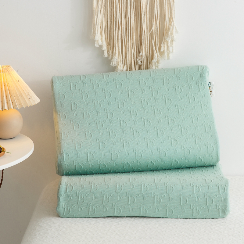 2022新款全棉针织浮雕工艺按摩乳胶枕 枕头枕芯 颗粒按摩-清新绿 40*60*10/12cm 单只装