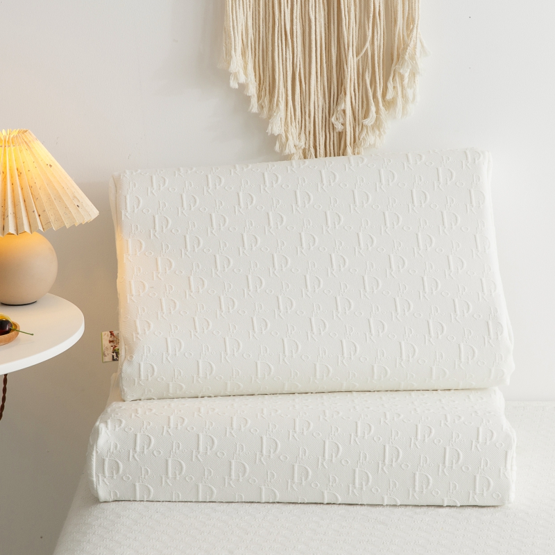 2022新款全棉针织浮雕工艺按摩乳胶枕 枕头枕芯 波浪平面-高雅白 40*60*10/12cm 单只装