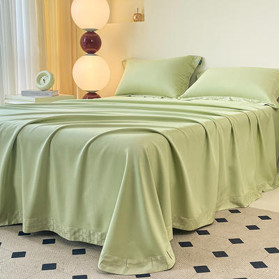 2024新品纯色竹纤维软凉席空调席三件套 床单245*250+枕套/1对 柳绿