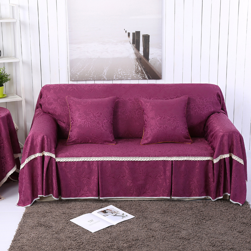 提花系列万能盖巾沙发套沙发巾抱枕套桌布 单人200*200cm 凤之舞-紫