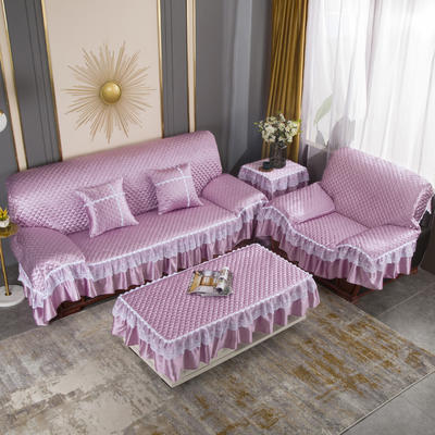 2020新款-全盖沙发垫四季通用加厚防滑沙发垫罩可定做 150*150CM不含下摆 富贵紫