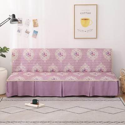 2020新款-四季双拼印花款沙发床罩 120*138cm（不含下摆） 唯美浅紫