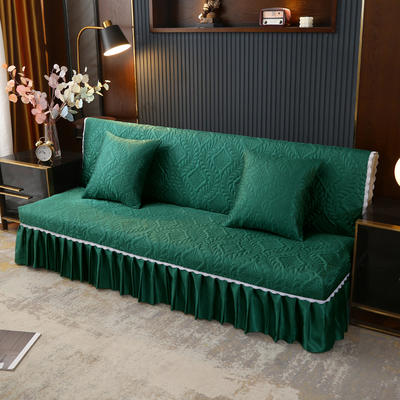 2021新款冰丝雕花沙发罩（加宽型） 1.5米长沙发床 墨子绿