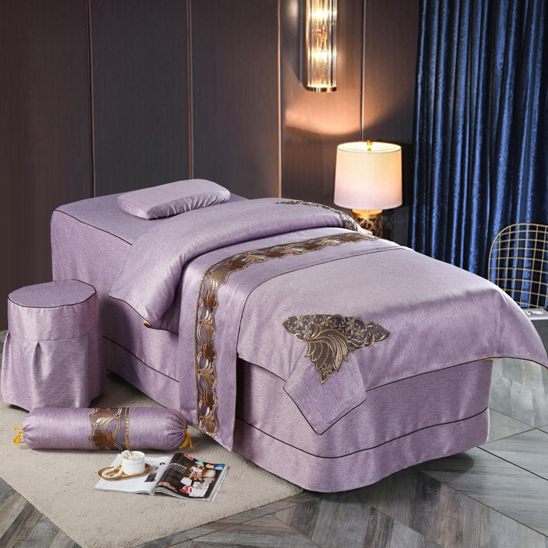 2022新款羊驼绒美容床罩-对角花 方头190*70cm 紫色