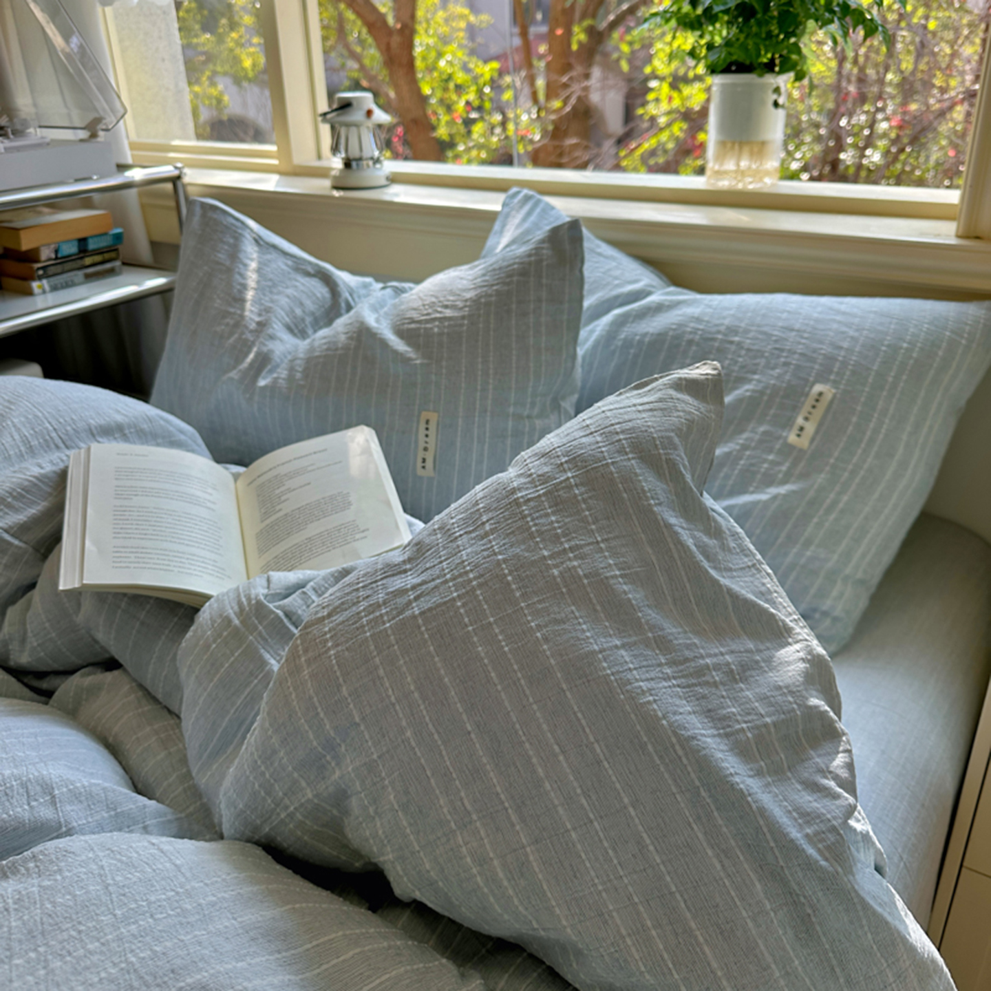 2026新款简约素色亚麻风纯色无印四件套-素然 素然-中兰