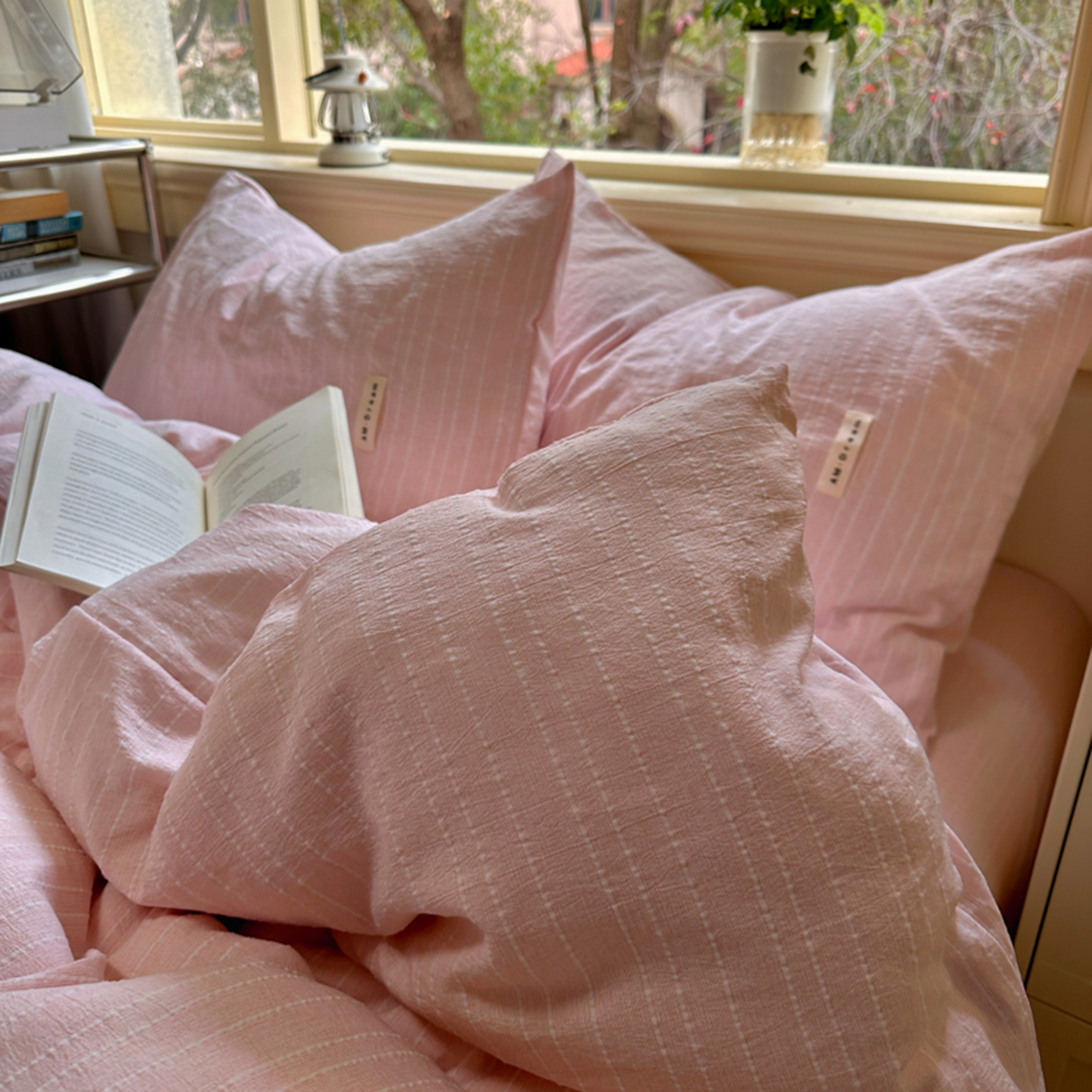 2026新款简约素色亚麻风纯色无印四件套-素然 素然-玉色