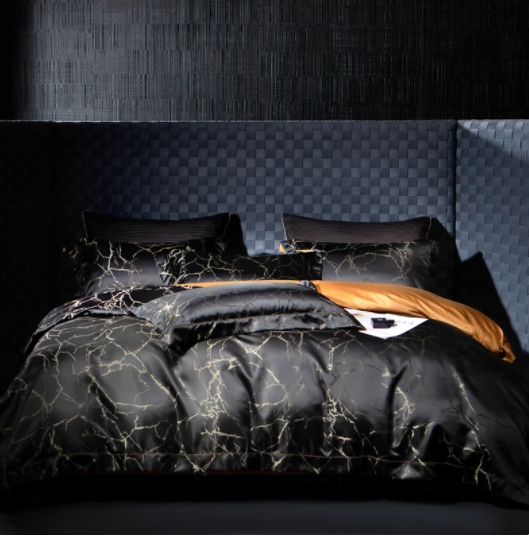 轻奢系列100支长绒棉欧式贡缎提花黑色 1.5m（5英尺）床单款 黑色