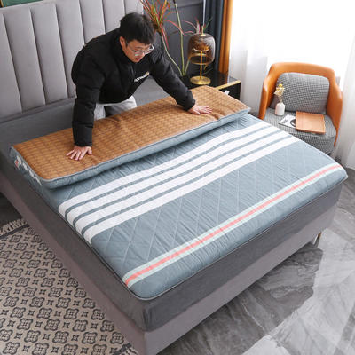 2023AB双面可用藤席凉席夹棉床褥床垫地垫（薄款） 100x200cm单件床垫 格调（薄款）