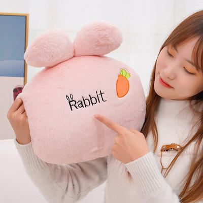 2022新款兔毛刺绣兔子抱枕手捂 30*35cm 粉色