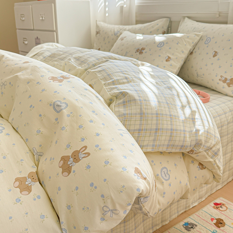 2025新款12868全棉印花四件套 告白熊