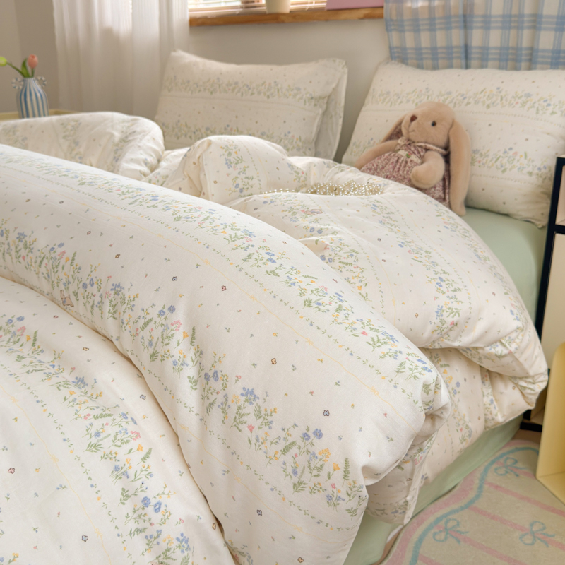 2025新款全棉A类双层纱四件套 陌上花开