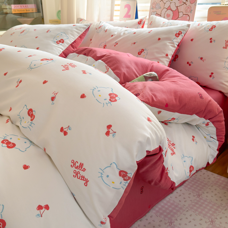 2026新款全棉三丽鸥正版授权卡通四件套 樱桃凯蒂